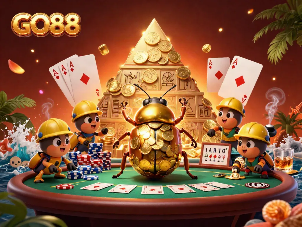 Play exciting games at GO88 with vibrant casino scenes showcasing dynamic poker action.