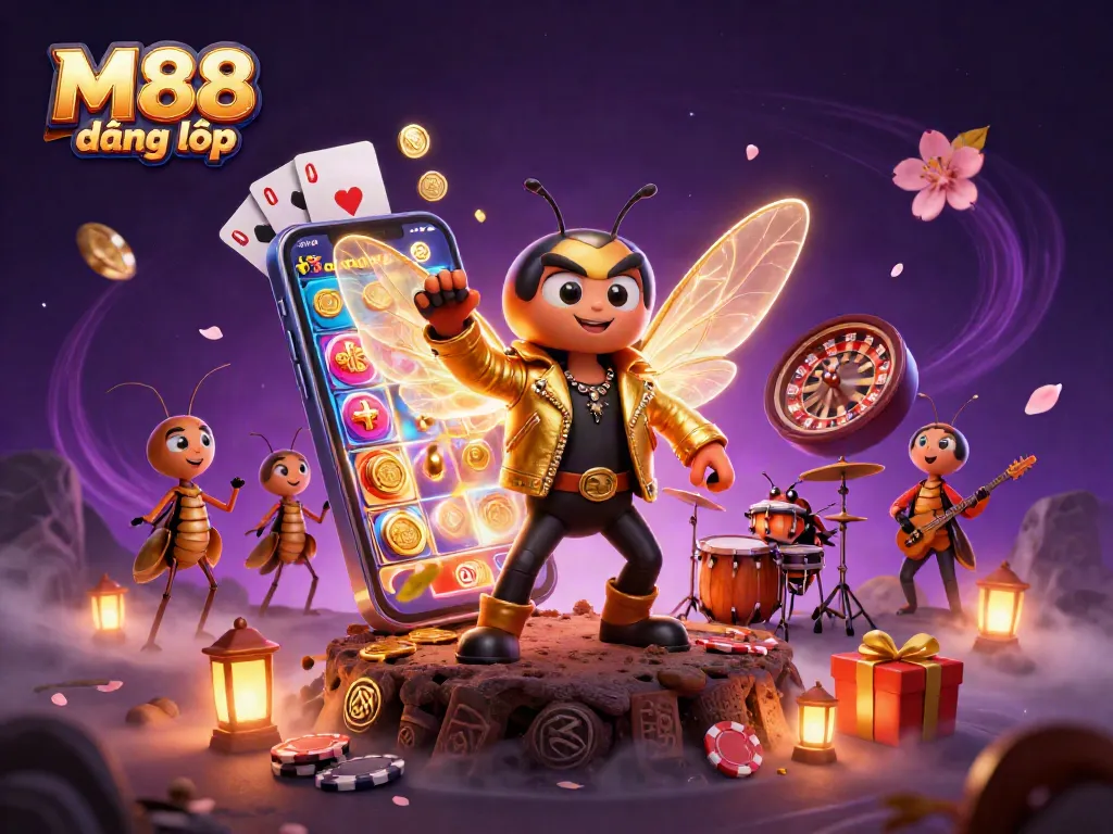 Enjoy thrilling gaming with M88 đăng nhập featuring vibrant casino elements and characters.
