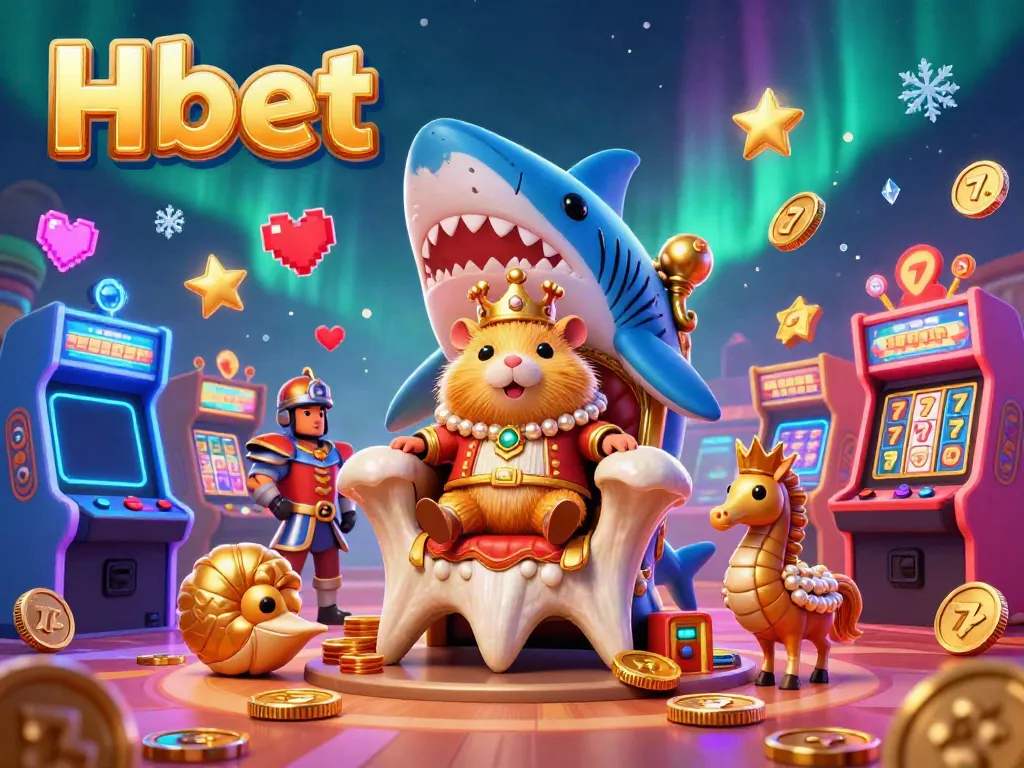 Experience the vibrant casino atmosphere at Hbet with a golden hamster king and immersive gaming elements.