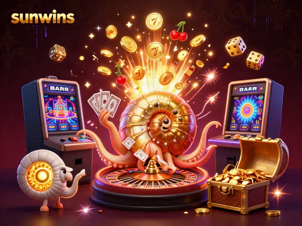 Experience thrilling gameplay with Sunwins featuring a giant nautilus and a dynamic casino atmosphere