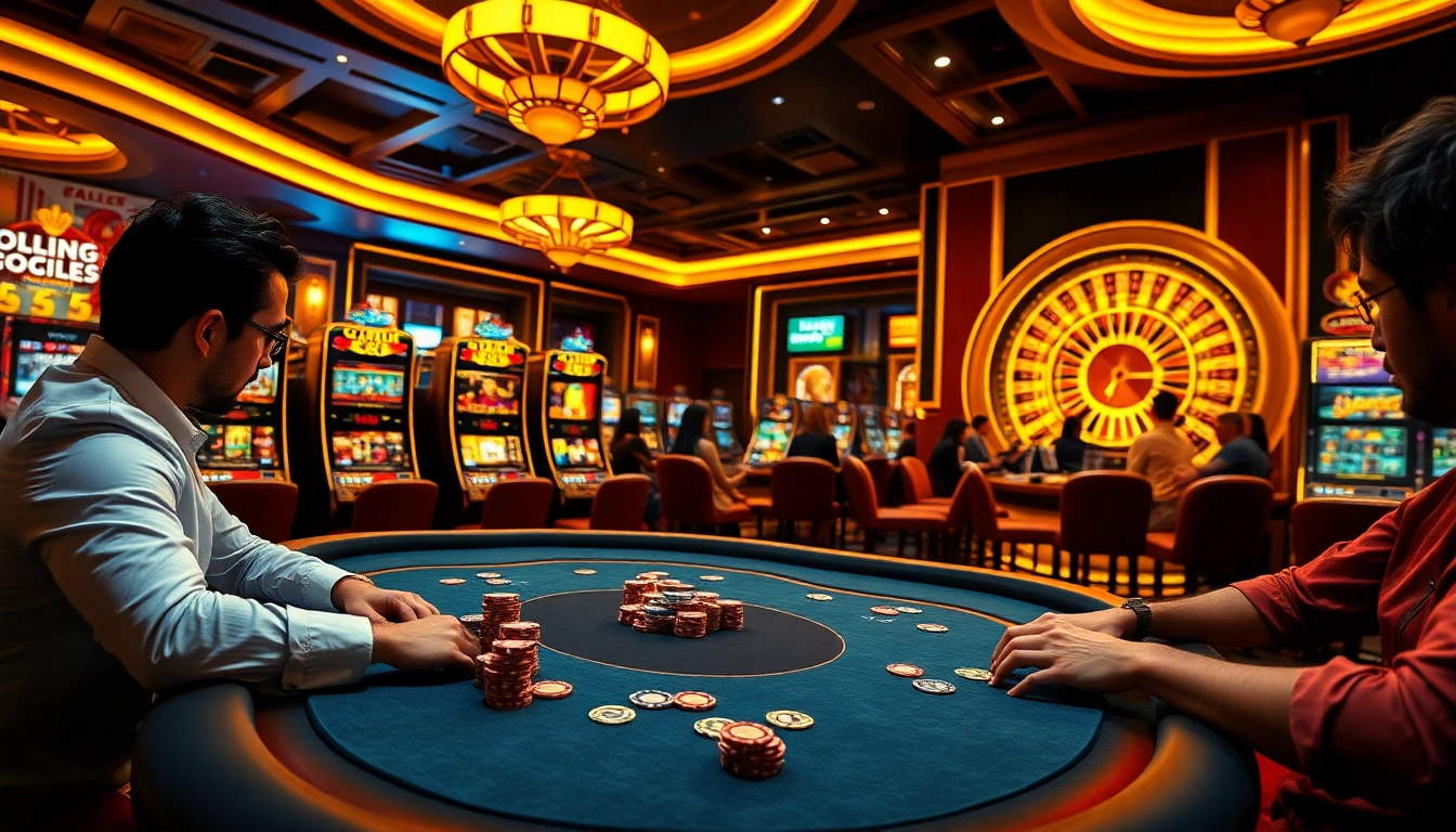 Experience the thrill at the meilleur casino en ligne featuring vibrant poker tables and slot machines.
