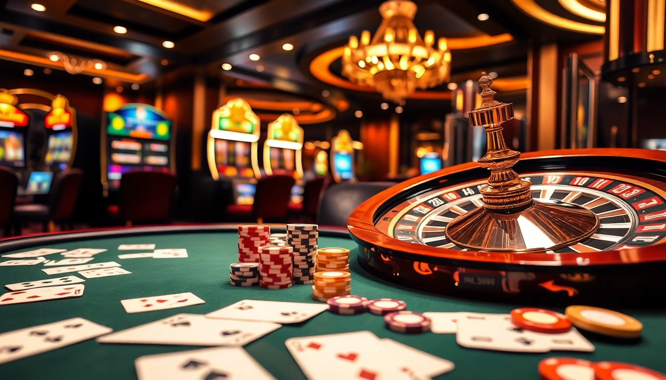 Experience the thrill of gaming at RR 88 with lively casino tables and vibrant poker chips.