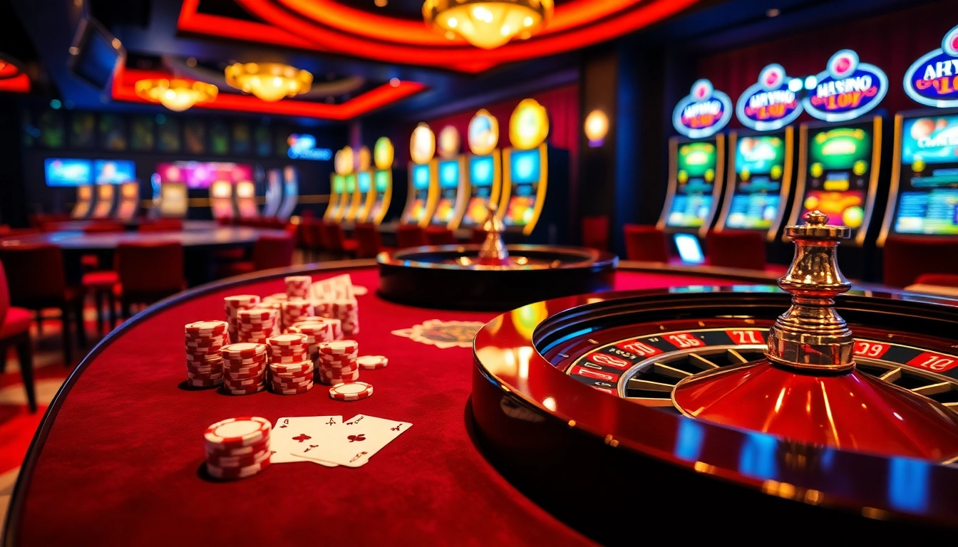 Players experiencing the excitement of gaming at DH88 casino with poker chips and roulette wheel.
