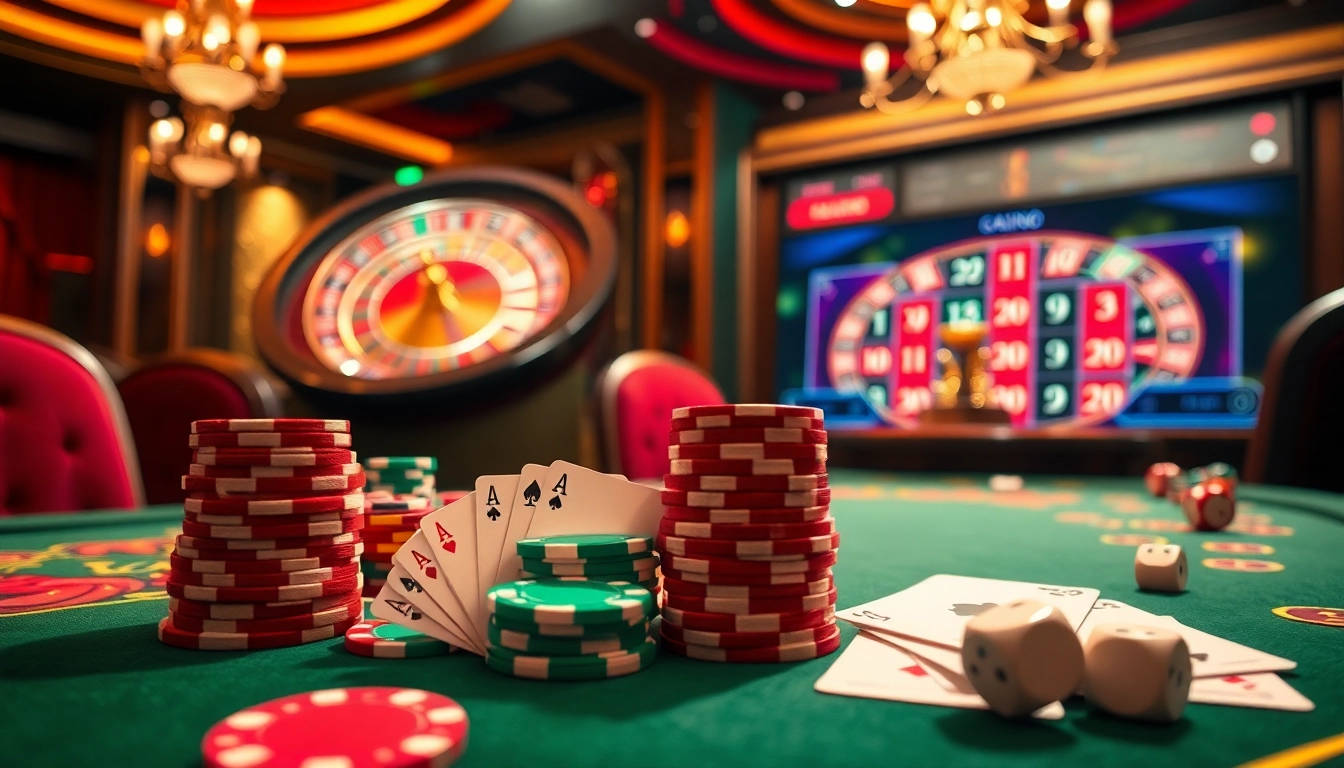Experience the thrill of gaming at the meilleur casino en ligne francais with vibrant poker chips and cards.