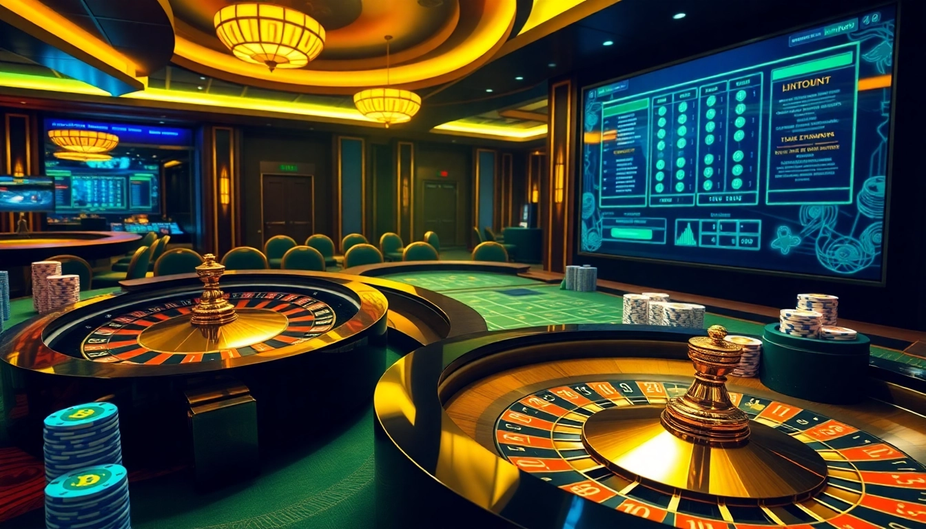 Exciting casino crypto scene with roulette wheel and vibrant betting environment