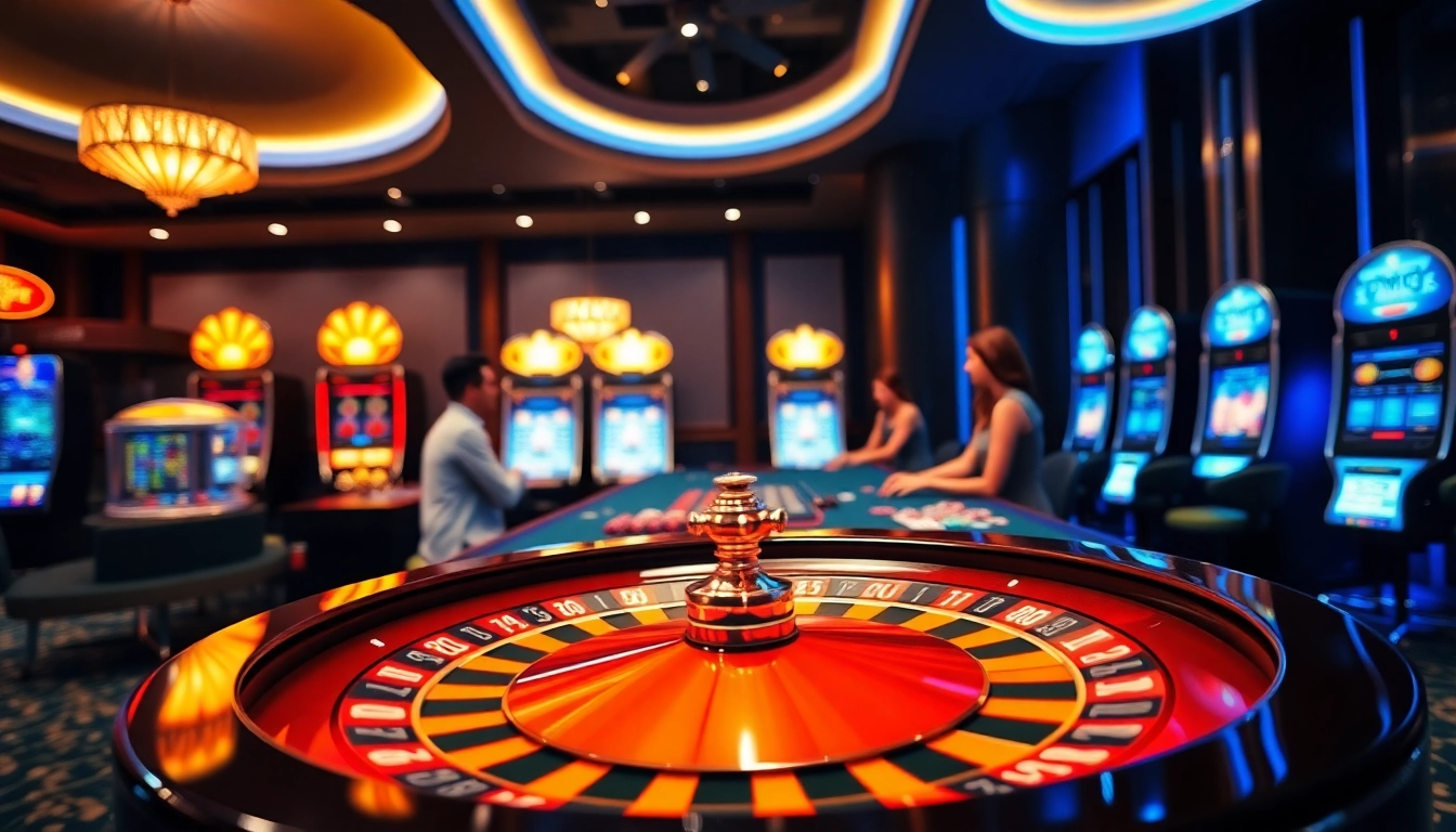 Découvrez un casino en ligne fiable avec des joueurs enthousiastes autour d'une table de roulette.