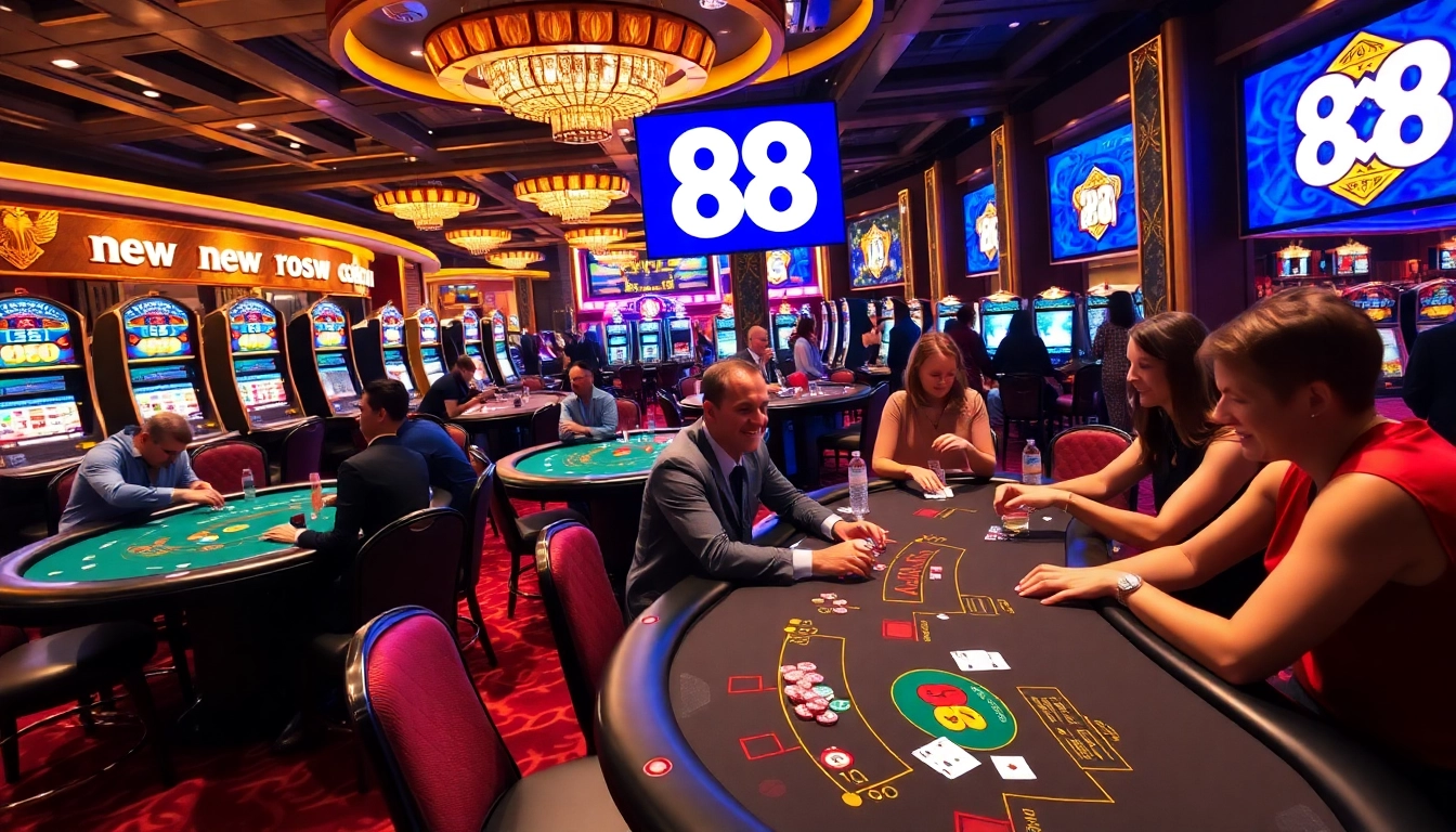 Players winning big at new 88 casino tables amidst vibrant lights and excitement.