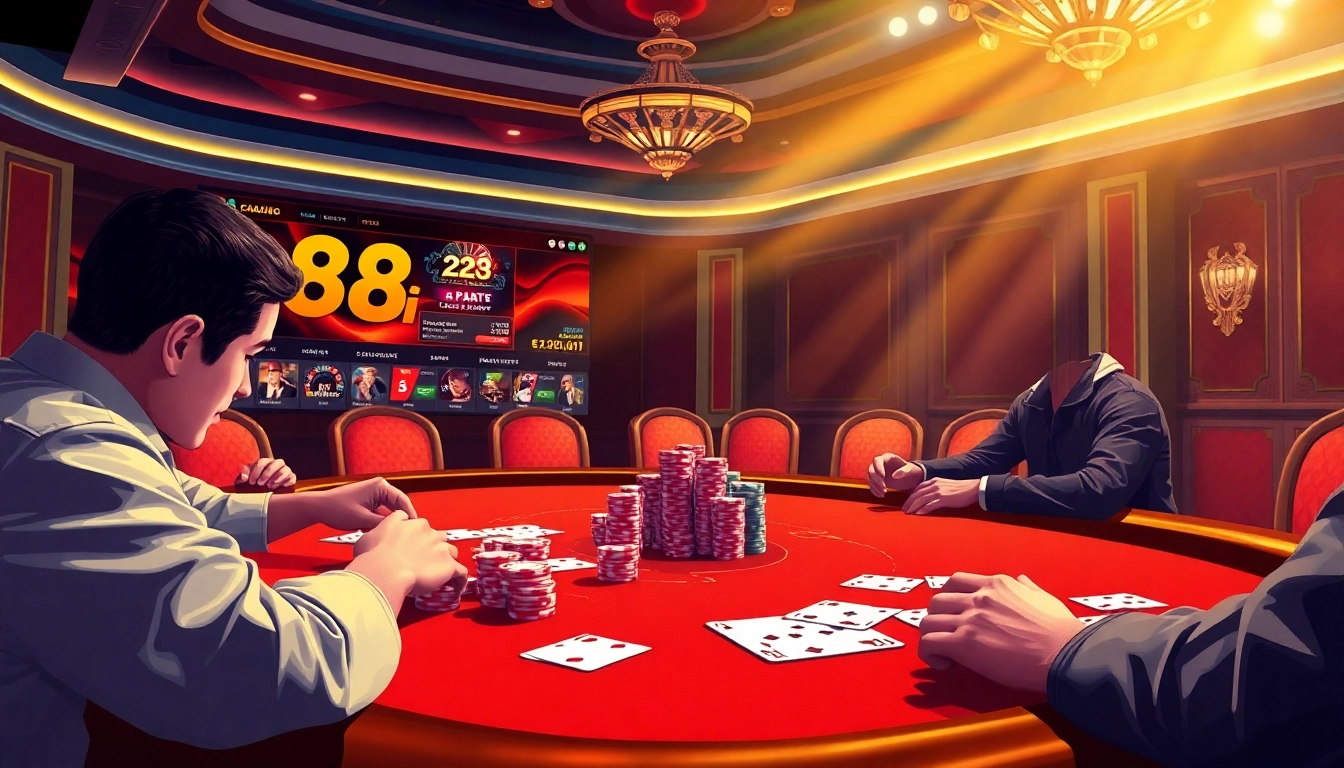 Experience the excitement of 88i high-stakes poker in a vibrant casino scene.
