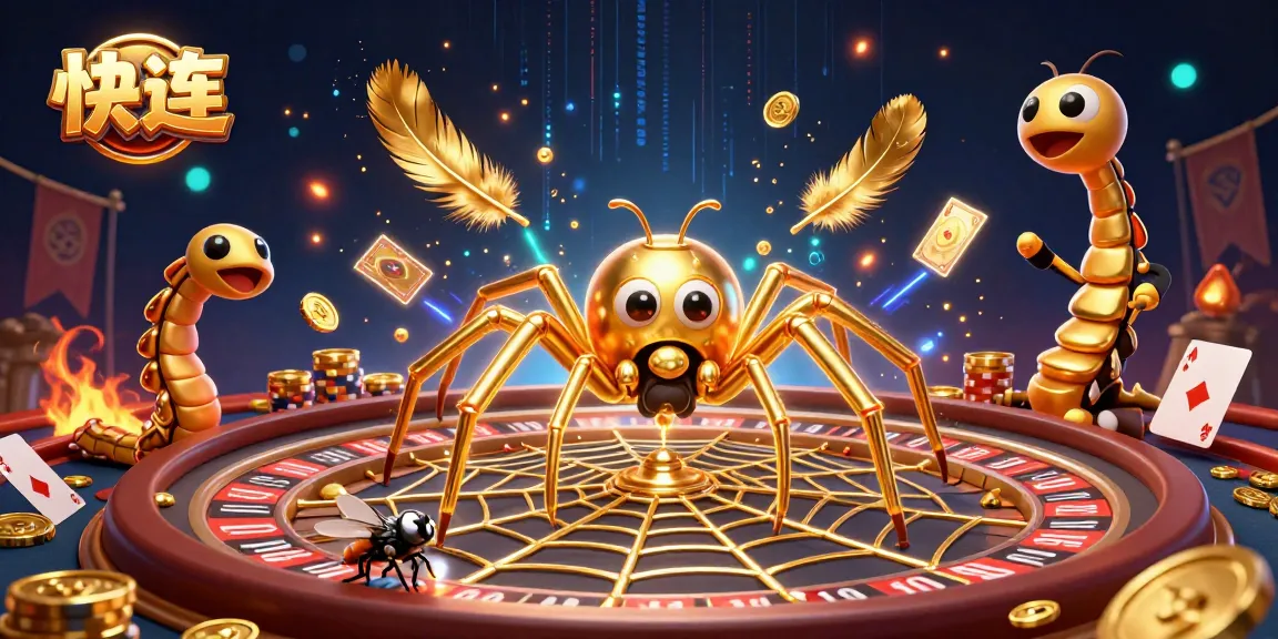 快连 fait vibrer une ambiance de casino avec une toile d'araignée dorée et un crupier centipède.