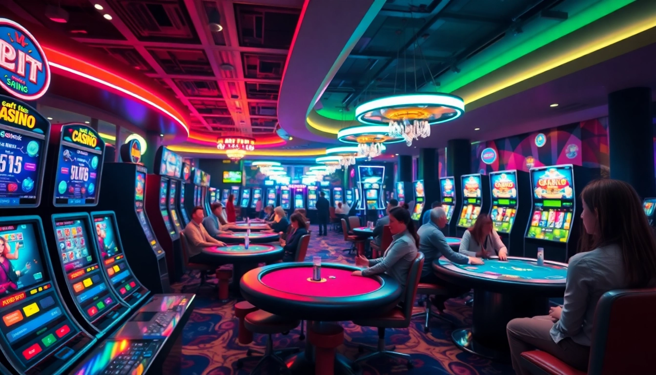 Jouer à des jeux captivants sur un casino en ligne France, avec des lumières vives et une ambiance excitante.