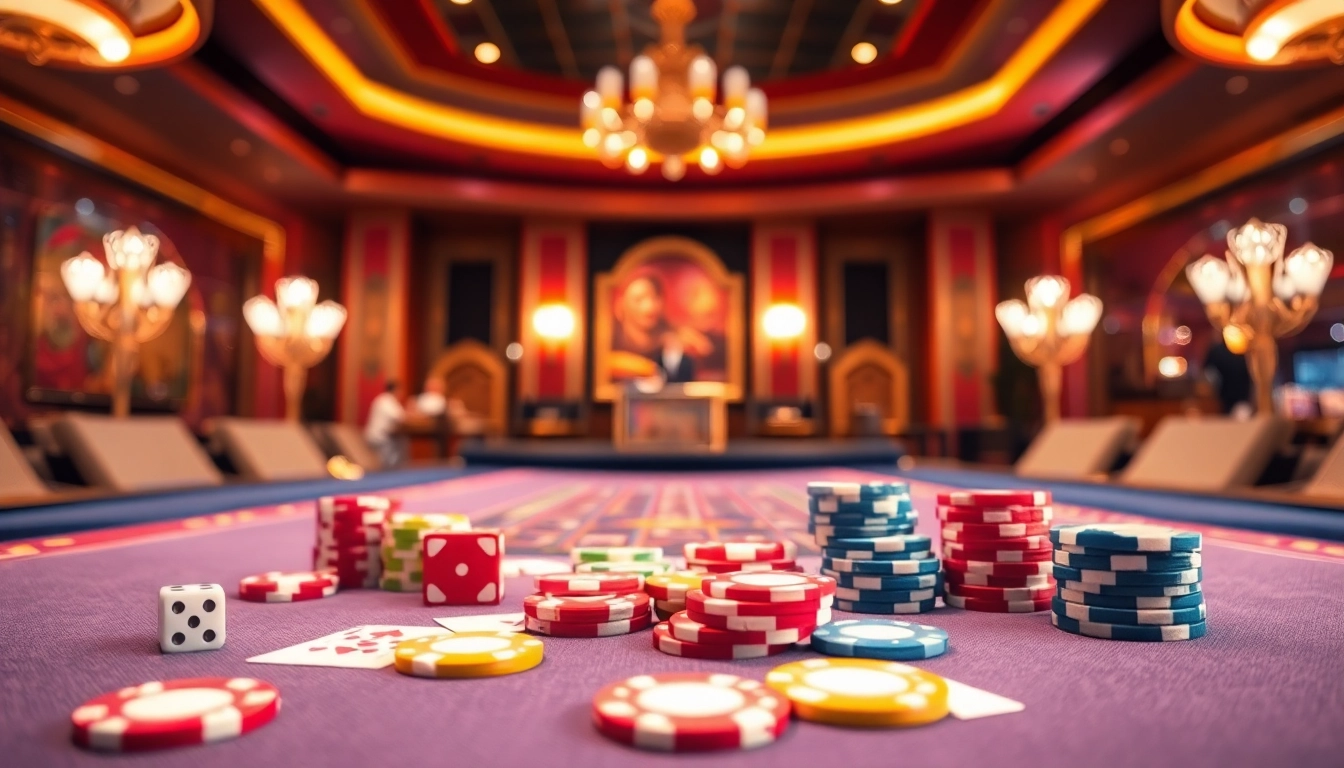 Jouer à des jeux captivants sur un casino en ligne avec des jetons colorés et des cartes. related image