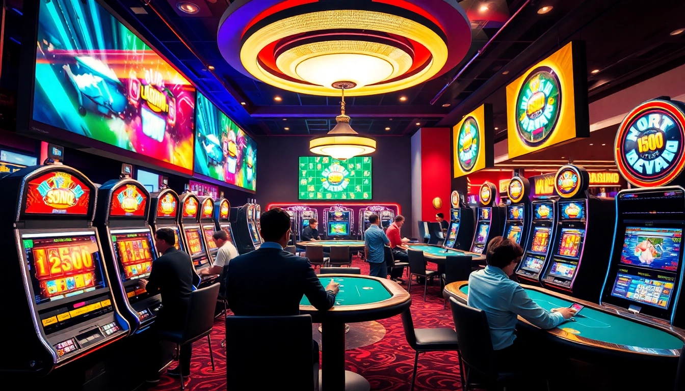 Jouer à des jeux captivants sur un casino en ligne France, avec des lumières vives et une ambiance excitante. related image