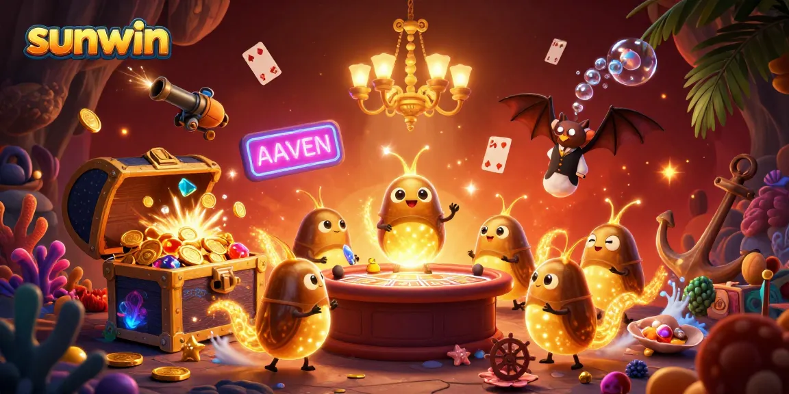 Experience the thrill of sunwin with vibrant glowworms illuminating an exciting casino scene.