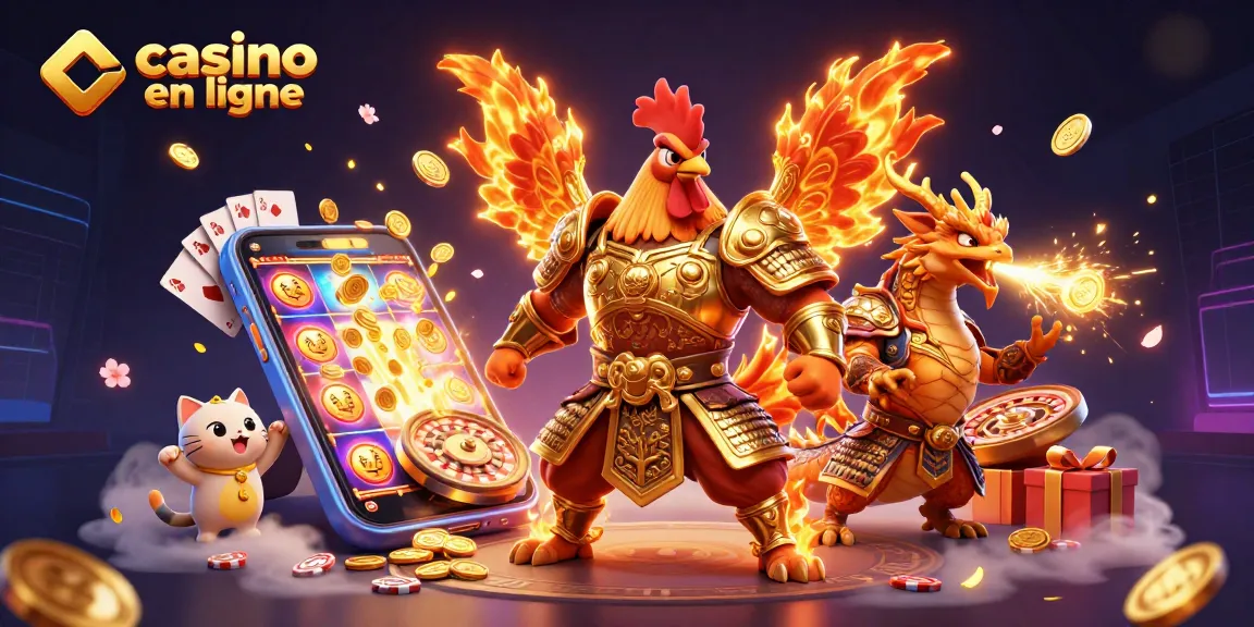 Découvrez une illustration captivante du casino en ligne avec des personnages emblématiques et des éléments de jeux.