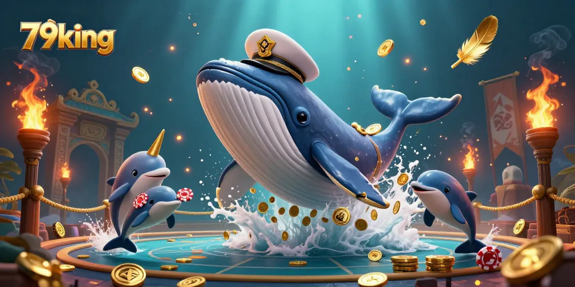 78king players enjoy thrilling underwater casino games with whales, dolphins, and coins swirling around.