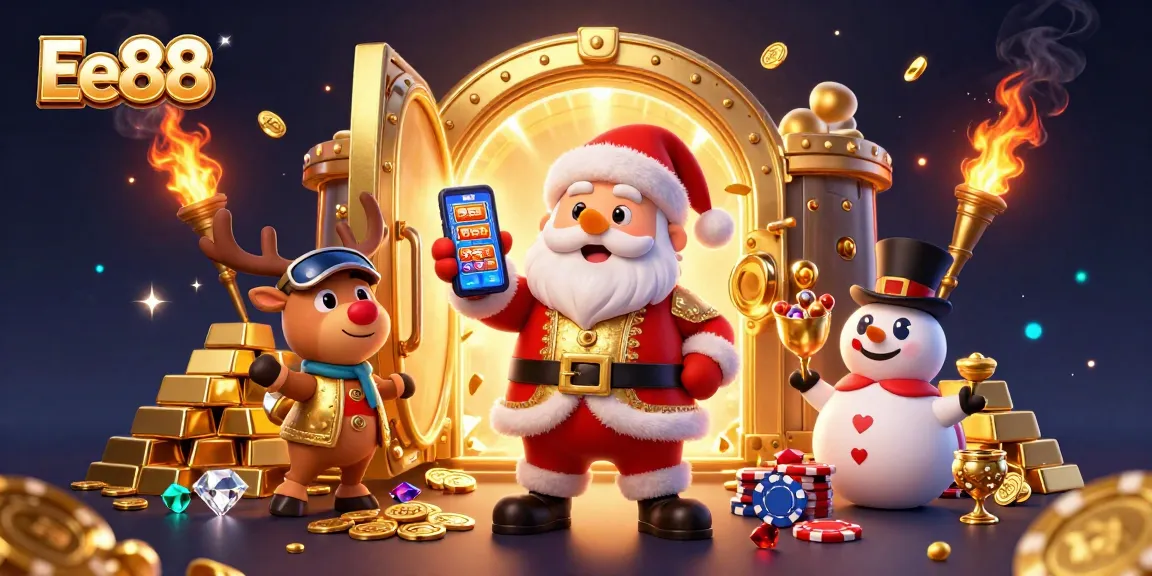 Spin to win with Ee88; Santa and his pals celebrate jackpot slots in festive casino!