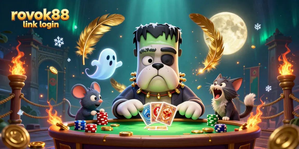 Engage with the excitement of rokok88 link login at a vibrant 3D casino scene with interactive characters.