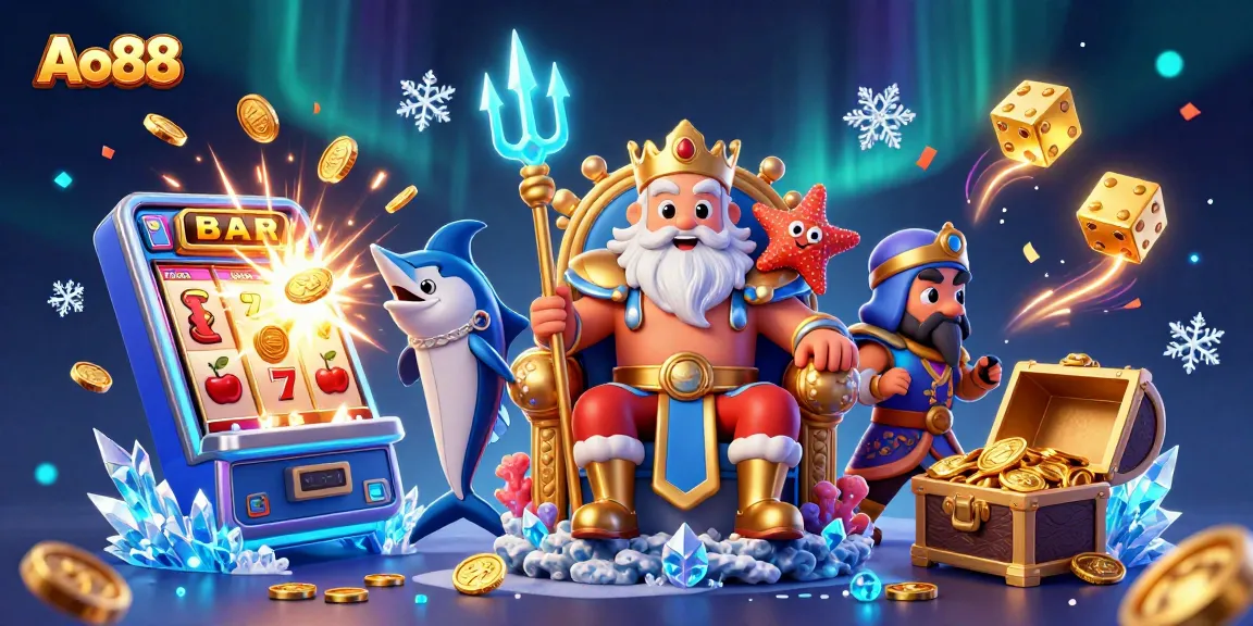 Experience winning at Ao88 with vibrant casino-themed 3D illustration showcasing exciting game elements.