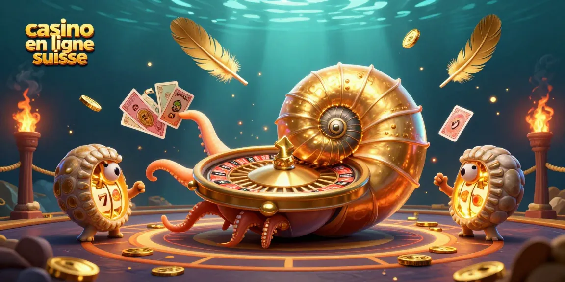 Jouer dans un casino en ligne suisse avec un nautilus géant et des éléments de jeu dynamiques.