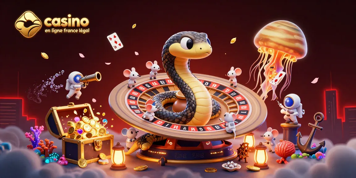 Placer des paris sur un casino en ligne France légal avec une scène dynamique de jeux et d'éléments colorés.