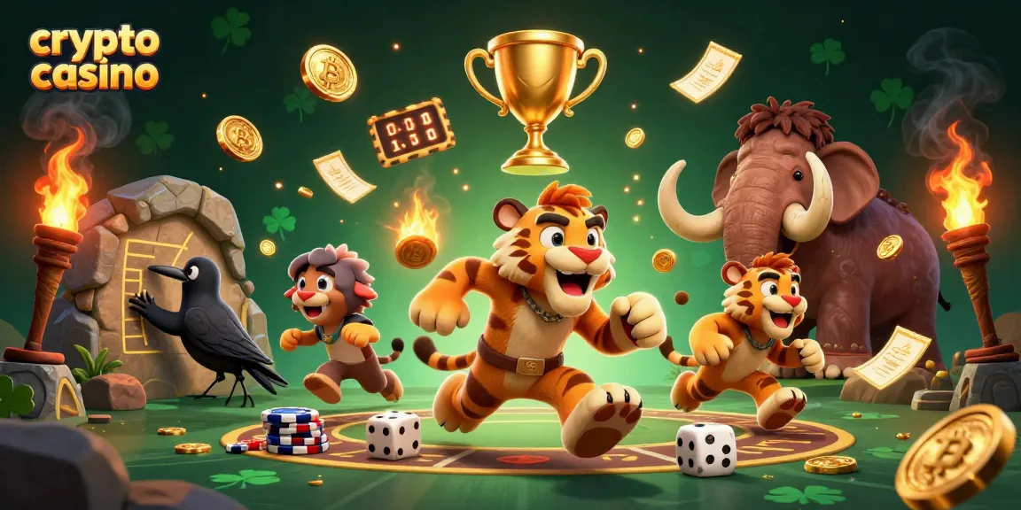 Gagnez avec des jeux de crypto casino innovants, comprenant des éléments comme des pièces de Bitcoin et des jetons en or.