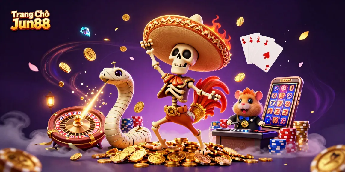 Join the fun at Trang Chủ Jun88 with vibrant casino elements and exciting characters.