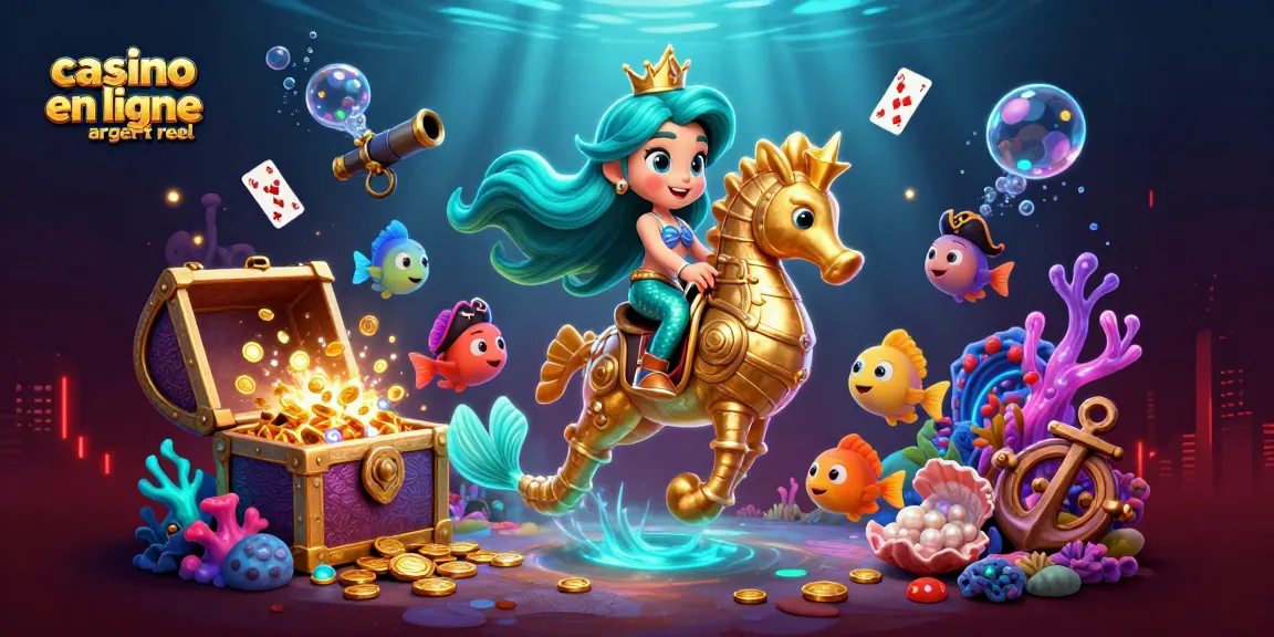 Profitez d'un casino en ligne argent réel avec la sirène et son hippocampe à travers un monde sous-marin.