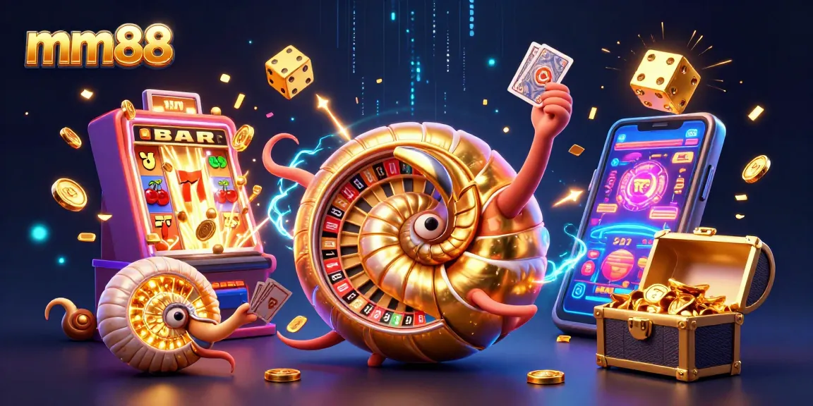 Experience the thrill of mm88 with a vibrant casino scene featuring a magical nautilus and dazzling slot machines.