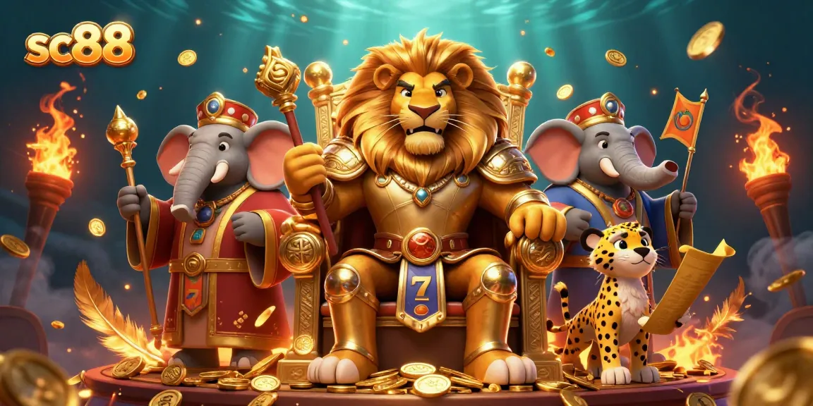 Engage in thrilling gameplay with sc88, where the fierce lion king presides over rich slot adventures.