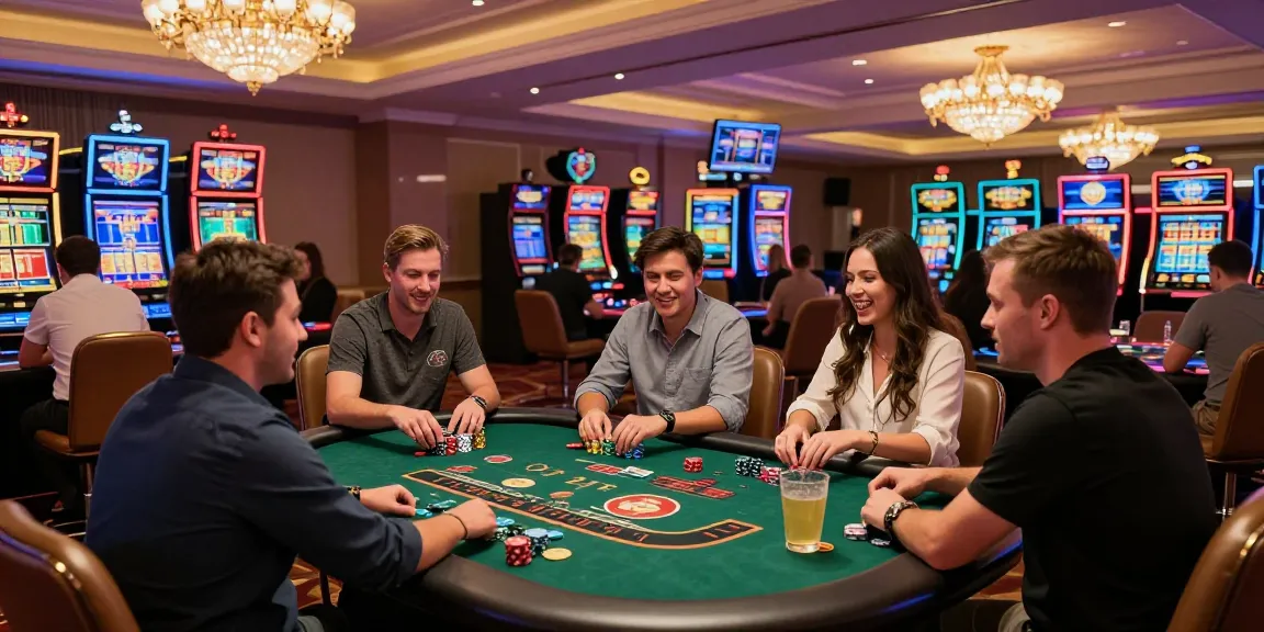Les joueurs dans un casino en ligne avec des tables de jeux, créant une expérience immersive et excitante.