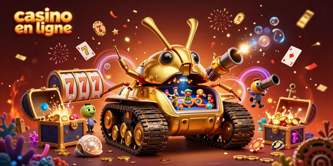 Plongez dans le monde du casino en ligne avec un tank en or au mini-casino rempli de surprises.